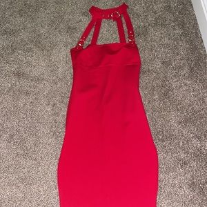 Red fitted dress